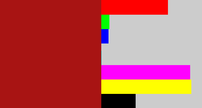Hex color #a81413 - darkish red