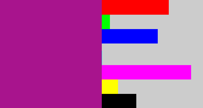 Hex color #a8148d - barney purple