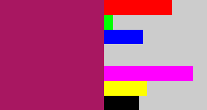 Hex color #a81761 - dark fuchsia