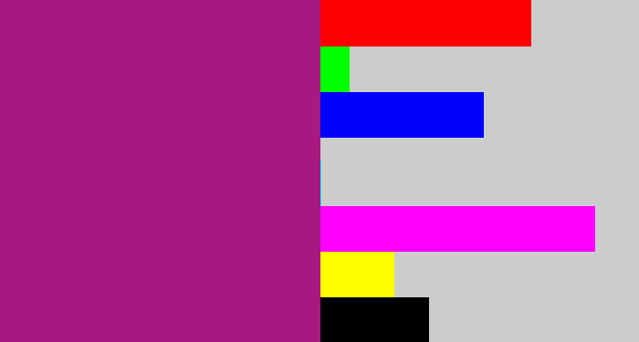 Hex color #a81881 - barney purple