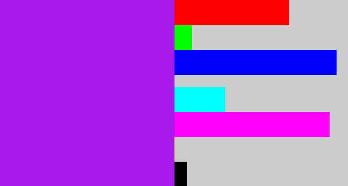 Hex color #a819ec - violet