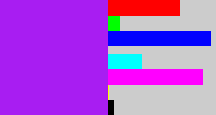 Hex color #a81df2 - electric purple