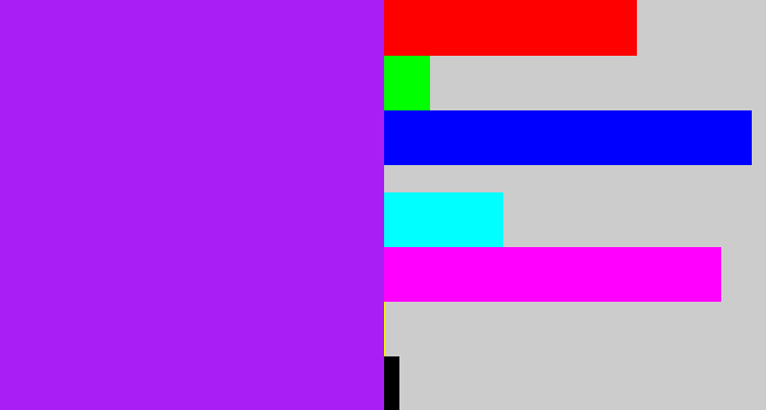 Hex color #a81ef5 - electric purple
