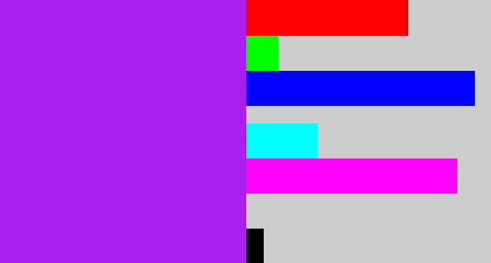 Hex color #a820ec - electric purple