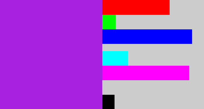 Hex color #a821e0 - violet