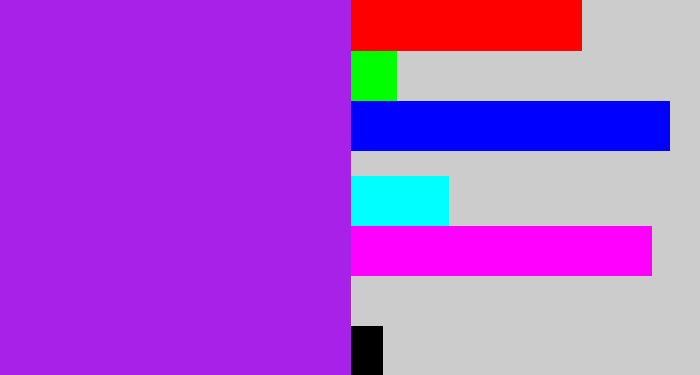 Hex color #a821e8 - electric purple