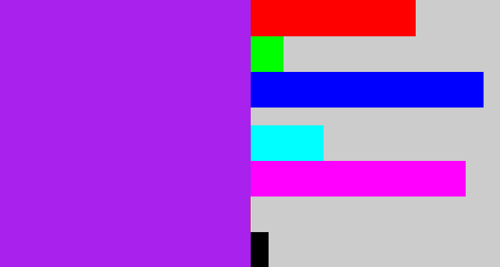 Hex color #a821ec - electric purple