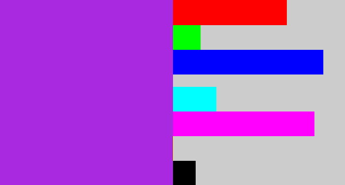 Hex color #a829df - violet
