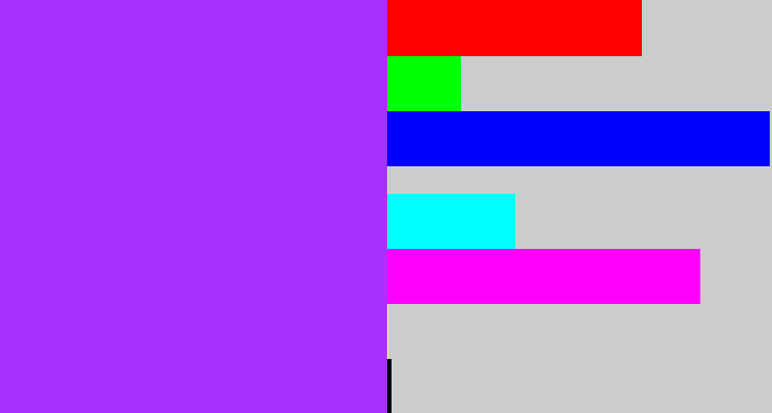 Hex color #a830fc - electric purple