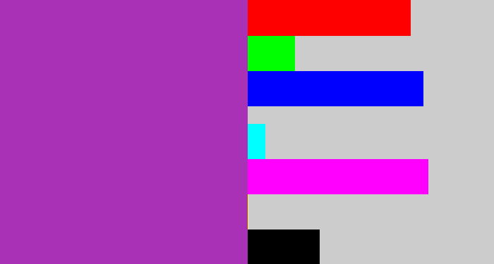 Hex color #a831b5 - barney