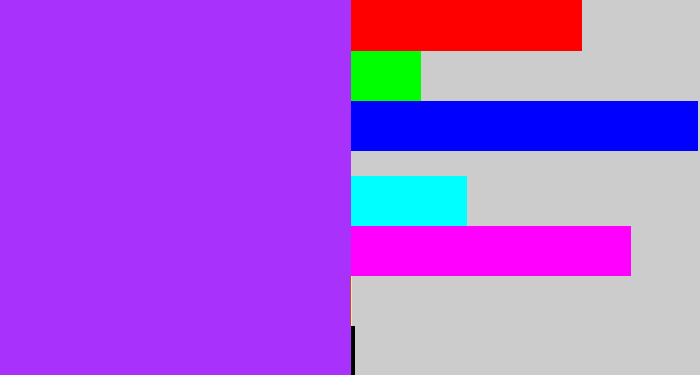 Hex color #a832fc - electric purple