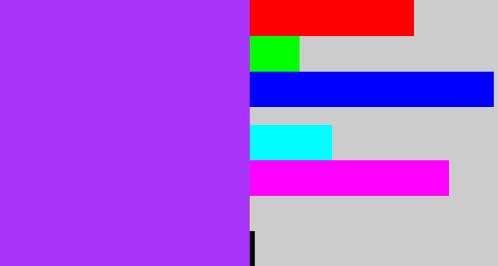 Hex color #a833f9 - electric purple
