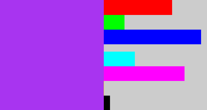 Hex color #a834f0 - electric purple