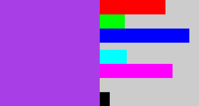 Hex color #a83fe6 - lightish purple