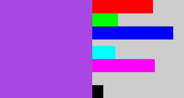 Hex color #a847e1 - lightish purple