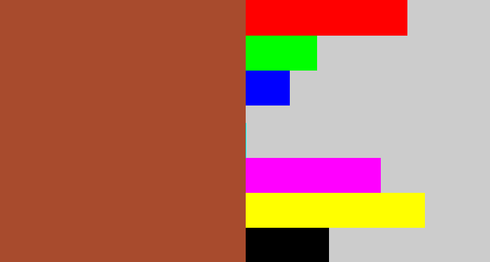 Hex color #a84b2d - sienna