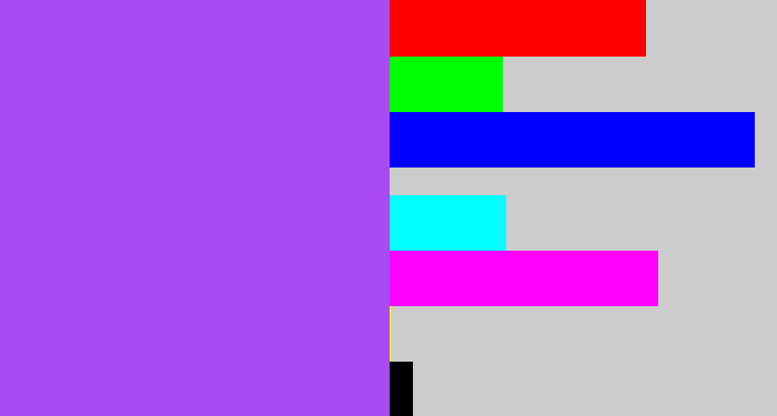 Hex color #a84bf0 - lightish purple
