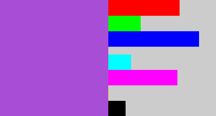 Hex color #a84dd6 - lightish purple