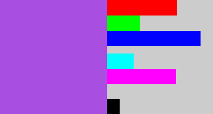 Hex color #a84ee0 - lightish purple