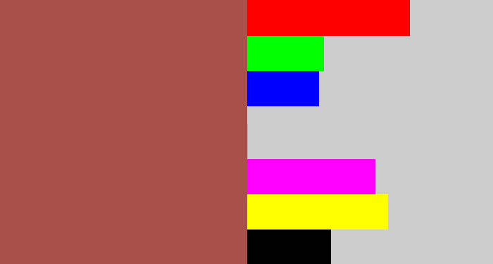 Hex color #a85049 - light maroon