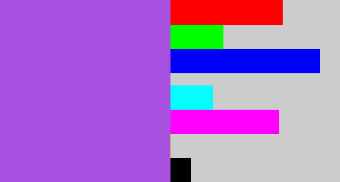 Hex color #a850e0 - lightish purple
