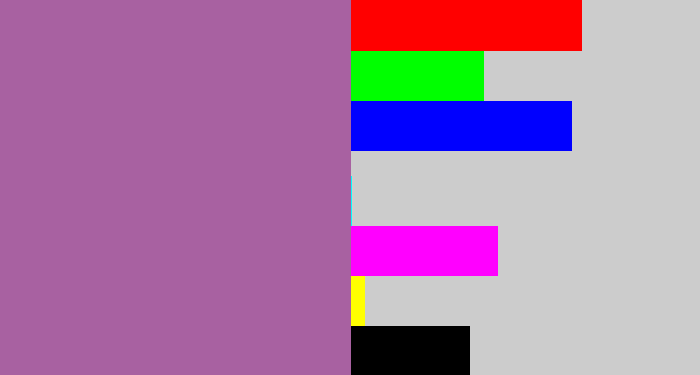 Hex color #a861a1 - dark lilac