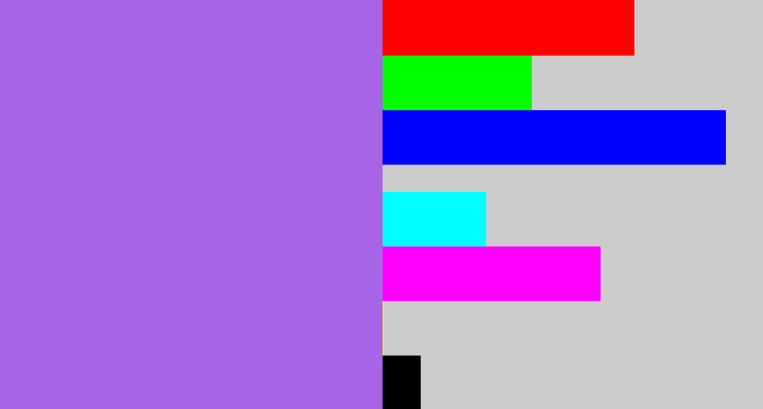 Hex color #a864e6 - lighter purple