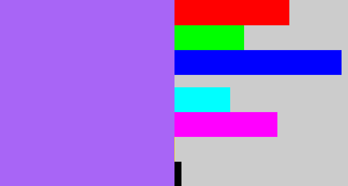 Hex color #a865f6 - lighter purple