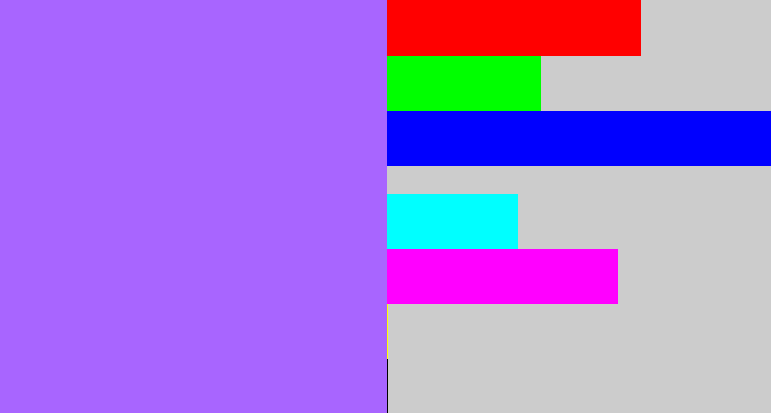 Hex color #a865ff - lighter purple