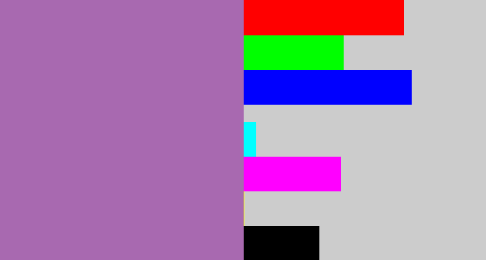 Hex color #a869b0 - soft purple