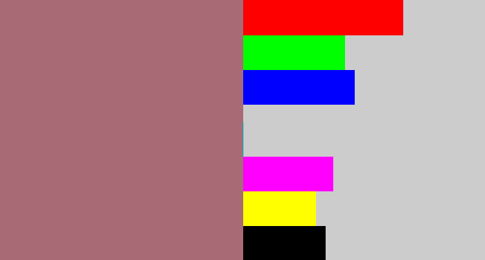 Hex color #a86a75 - mauve