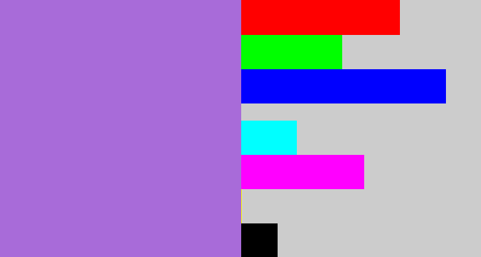 Hex color #a86bd9 - lightish purple