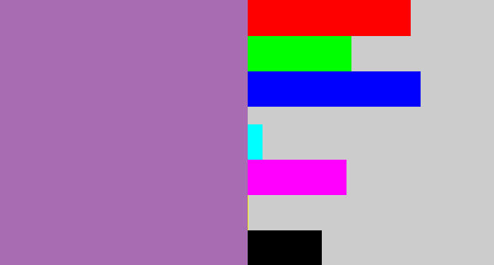Hex color #a86cb3 - soft purple