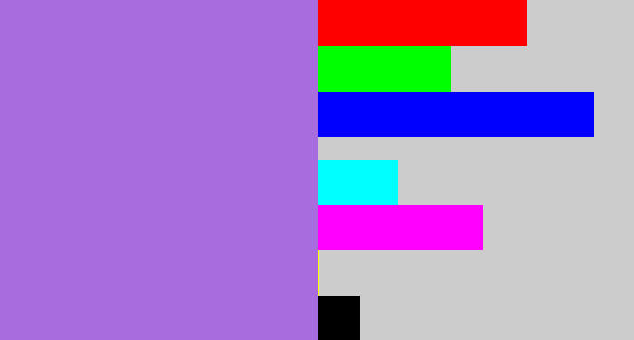 Hex color #a86cdf - light urple