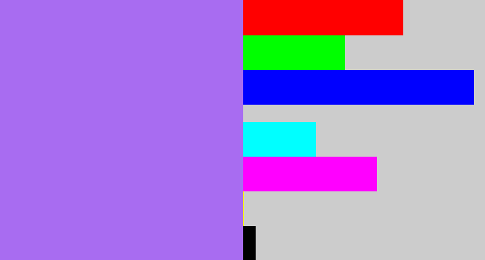 Hex color #a86cf1 - light urple