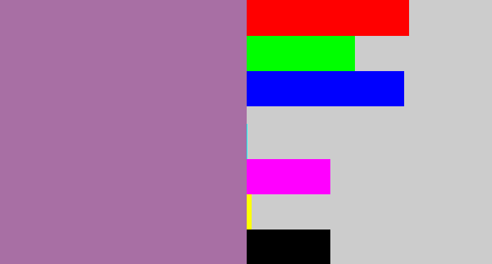 Hex color #a86fa4 - dark lilac