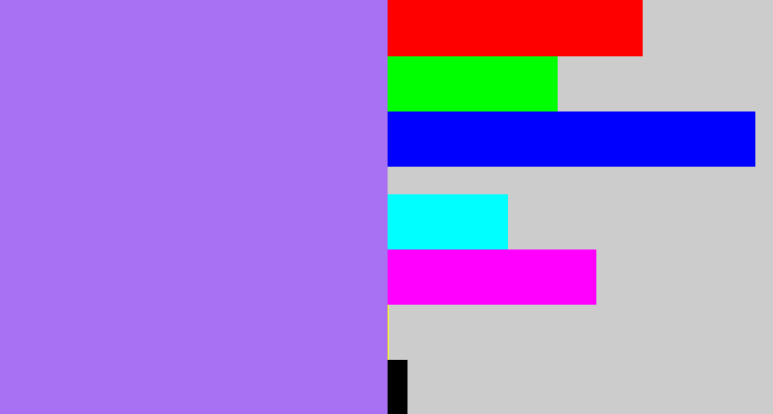 Hex color #a870f2 - light urple
