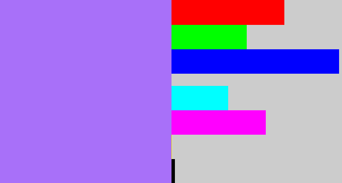 Hex color #a870f9 - light urple