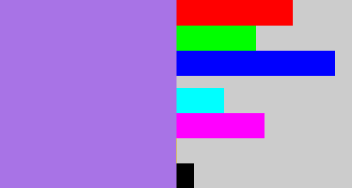 Hex color #a873e6 - light urple