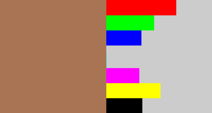 Hex color #a87453 - puce