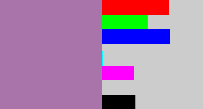 Hex color #a874aa - soft purple
