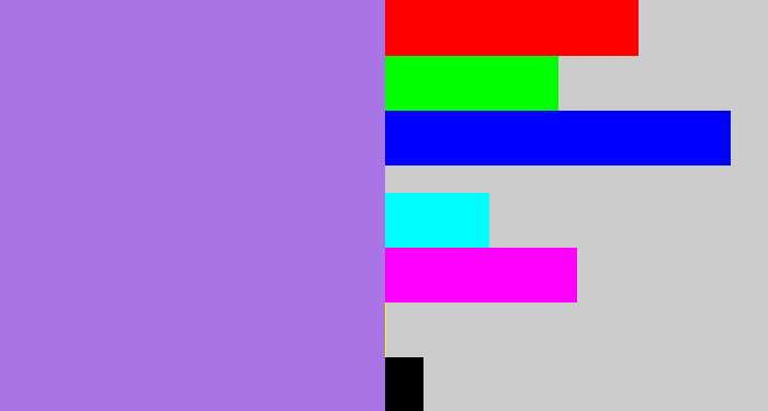 Hex color #a874e6 - light urple
