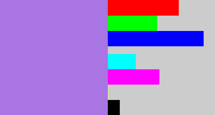 Hex color #a875e2 - light urple
