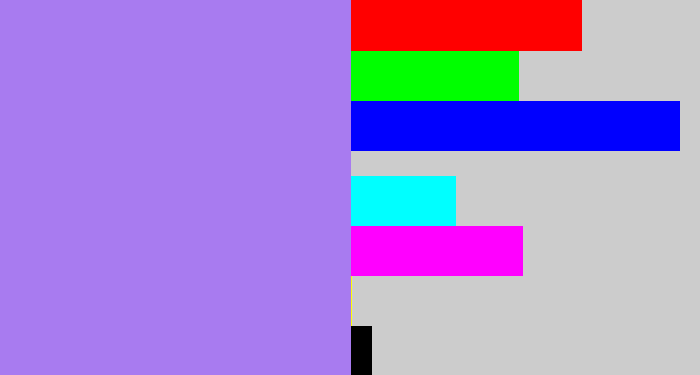 Hex color #a87bf0 - light urple