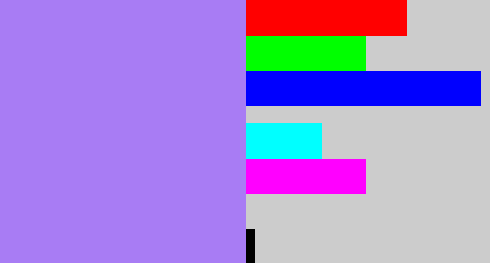 Hex color #a87cf4 - light urple