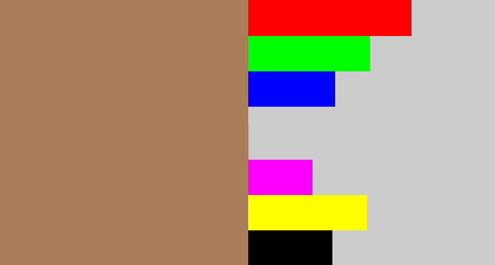 Hex color #a87d58 - puce