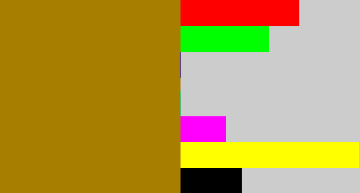 Hex color #a87e01 - mustard brown