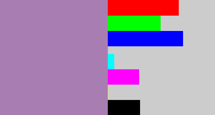Hex color #a87eb2 - heather
