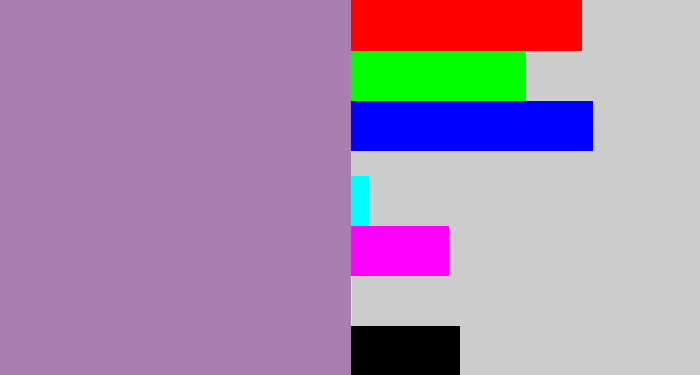 Hex color #a87fb0 - heather