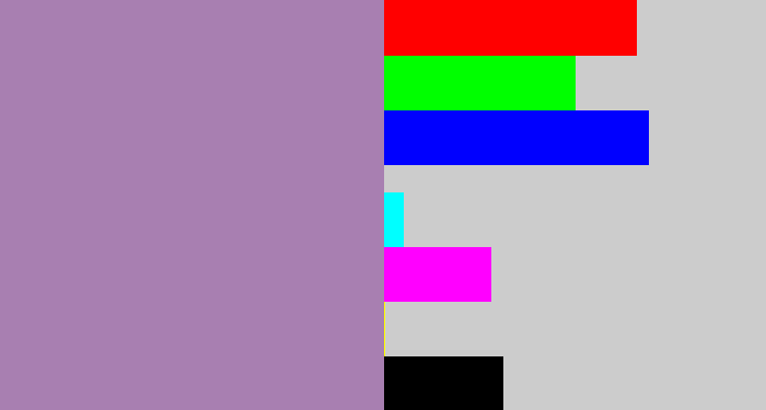 Hex color #a87fb1 - heather